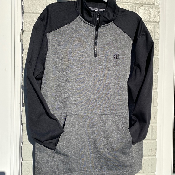 Champion sweatshirt performance Duofold Warm 1/4 zip gray black Large - Picture 3 of 12